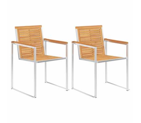 vidaXL Chaises de jardin avec coussins lot de 2 Teck solide et acier