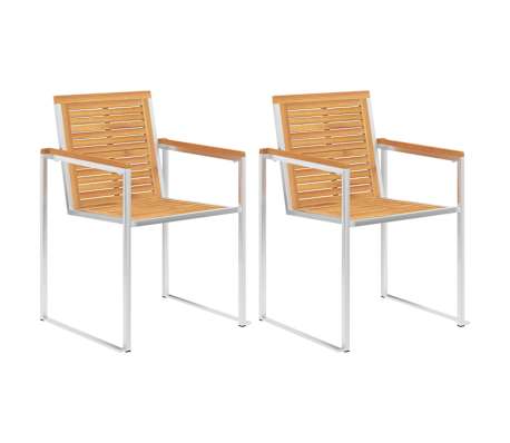 vidaXL Chaises de jardin avec coussins lot de 2 Teck solide et acier