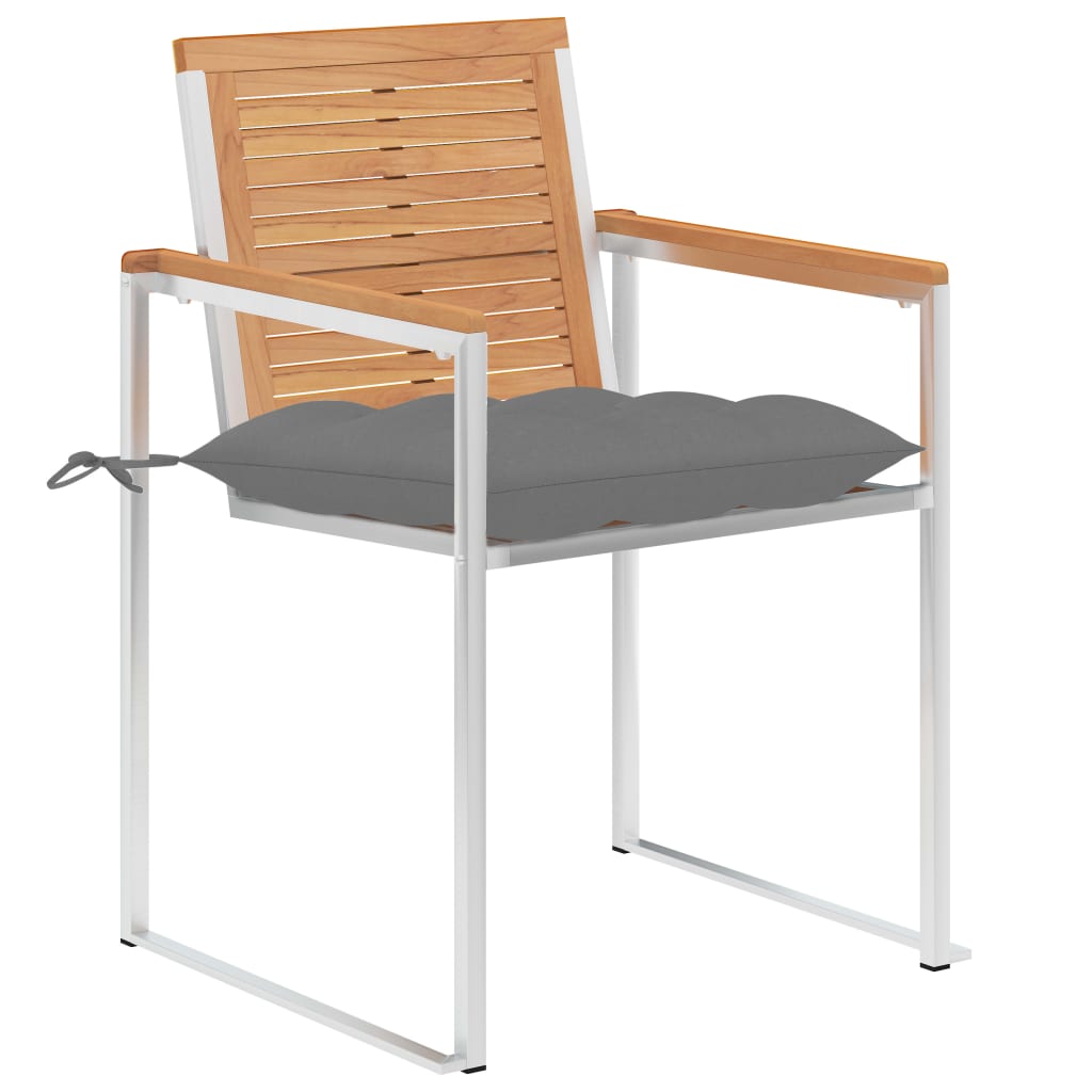 vidaXL Tuinstoelen 2 st met kussens massief teakhout en staal afbeelding