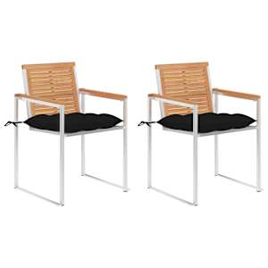 Vrtni stoli z blazinami 2 kosa trdna tikovina in jeklo