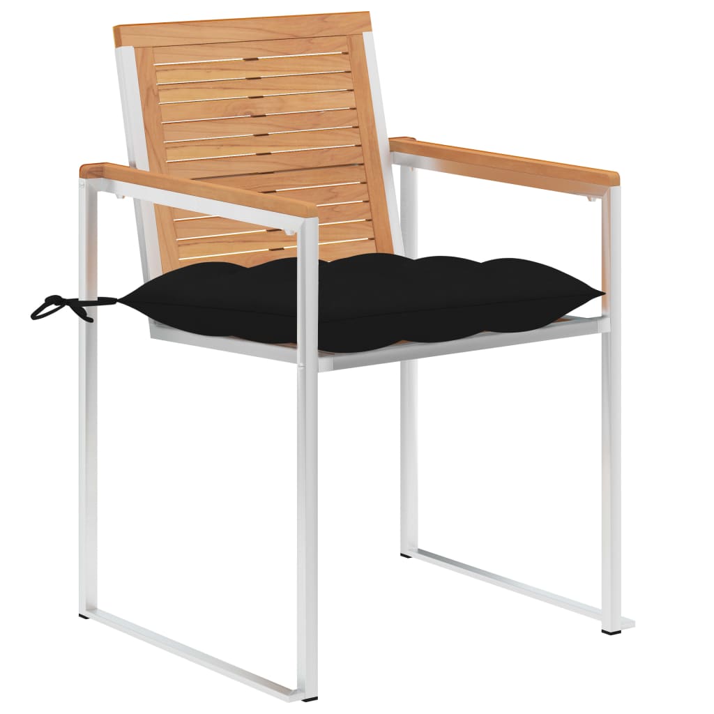 vidaXL Tuinstoelen 2 st met kussens massief teakhout en staal afbeelding