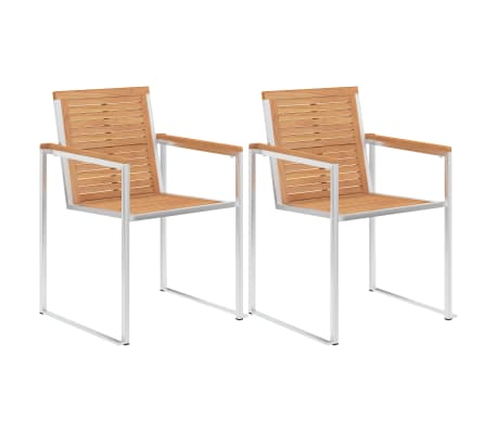 vidaXL Gartenst&uuml;hle mit Kissen 2 Stk. Massivholz Teak und Stahl
