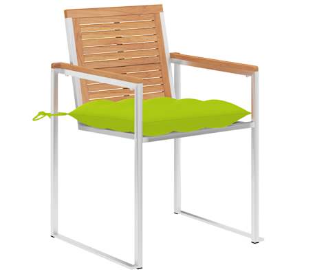 vidaXL Cadeiras de jardim com almofad&otilde;es 2 pcs teca maci&ccedil;a e a&ccedil;o
