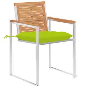 vidaXL Cadeiras de jardim com almofad&otilde;es 2 pcs teca maci&ccedil;a e a&ccedil;o