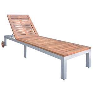 vidaXL Sun Lounger with Cushion Solid Wood Acacia and Galvanised Steel