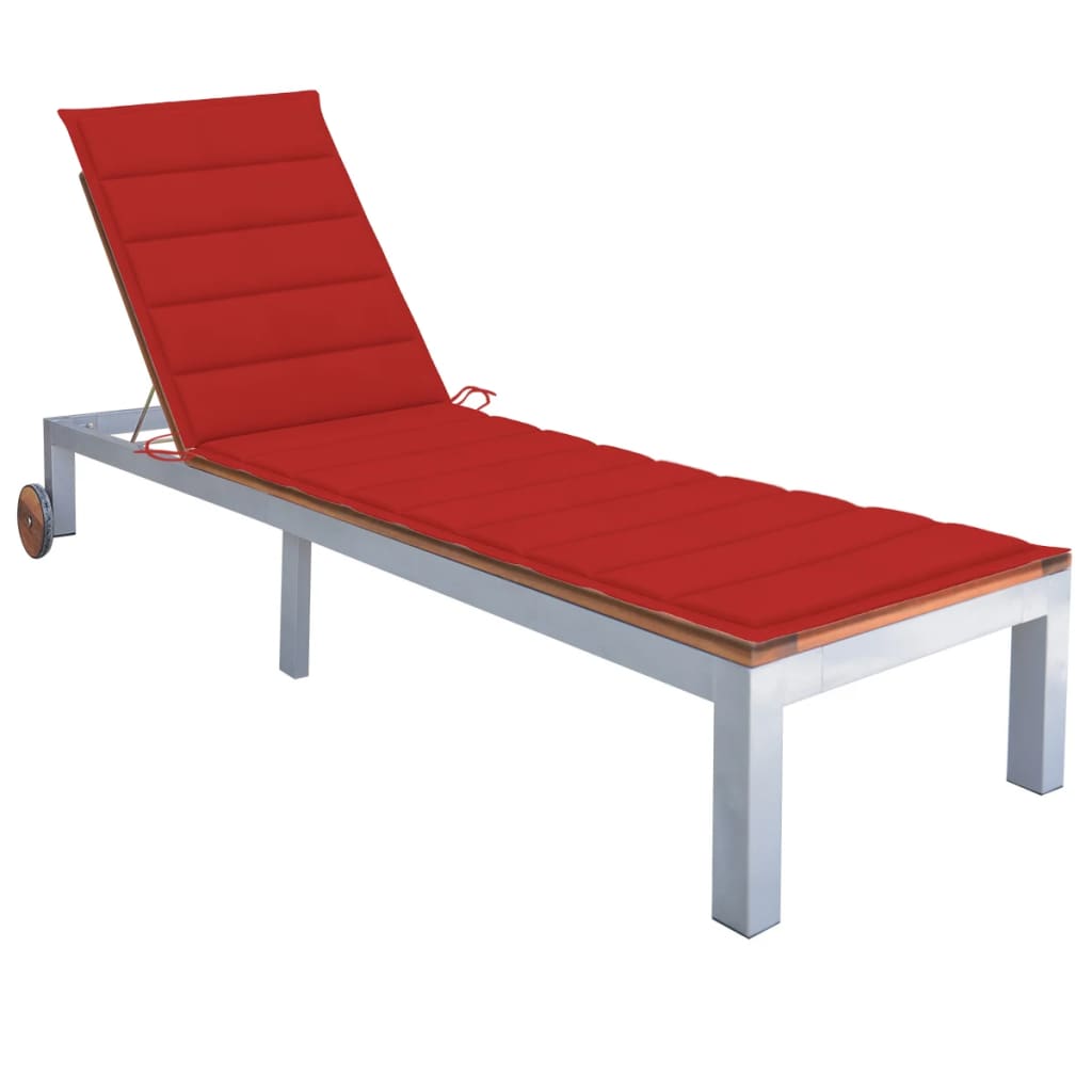 Photos - Garden Furniture VidaXL Sun Lounger with Cushion Solid Acacia Wood and Galvanized Steel 