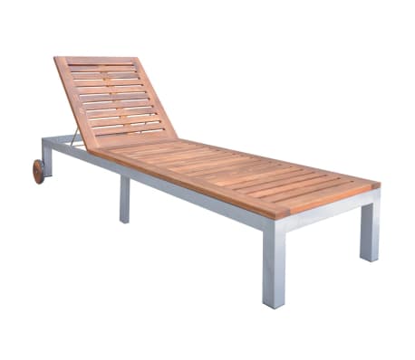 vidaXL Sunlounger Acacia Brown, Black