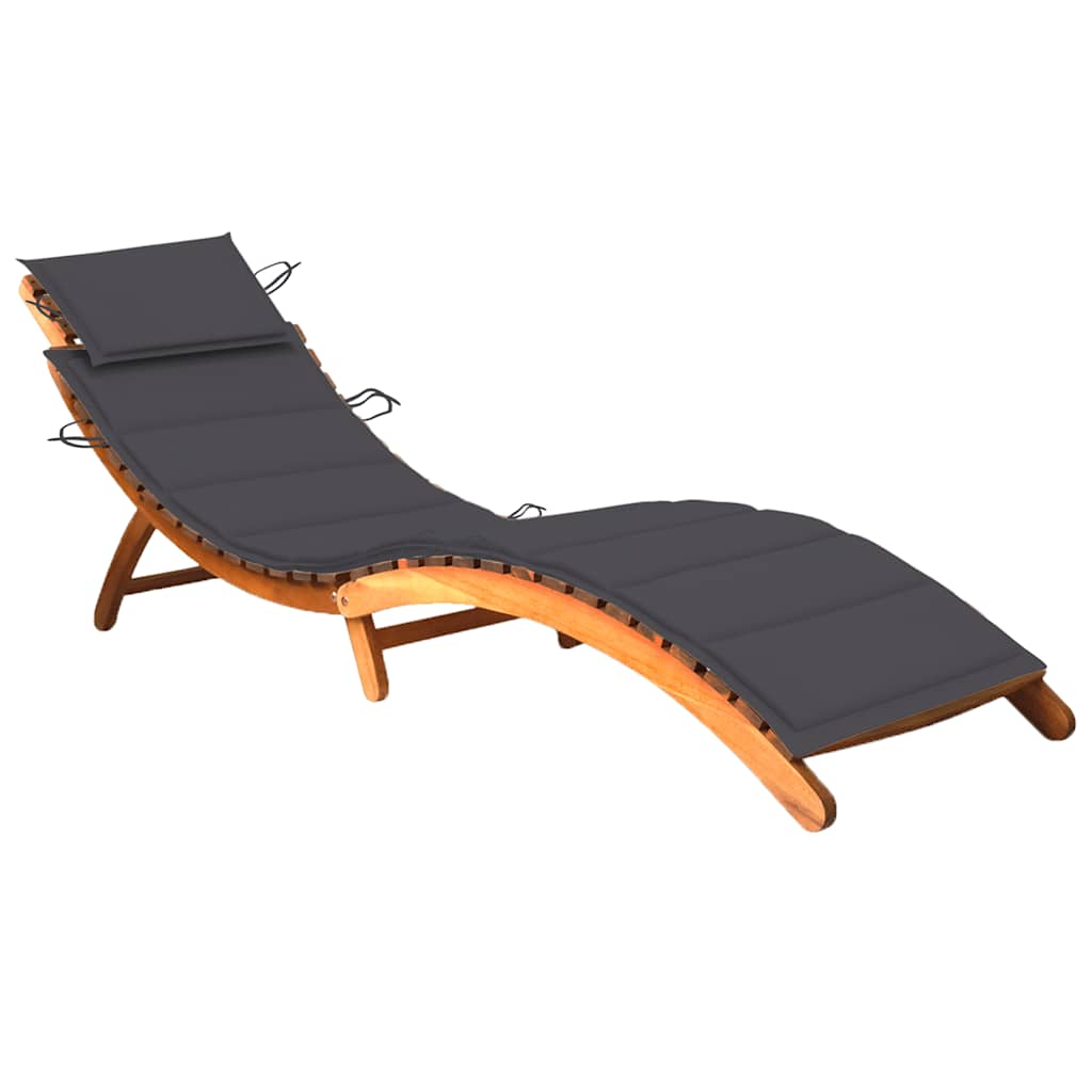 

vidaXL Patio Sun Lounger with Cushion Solid Acacia Wood