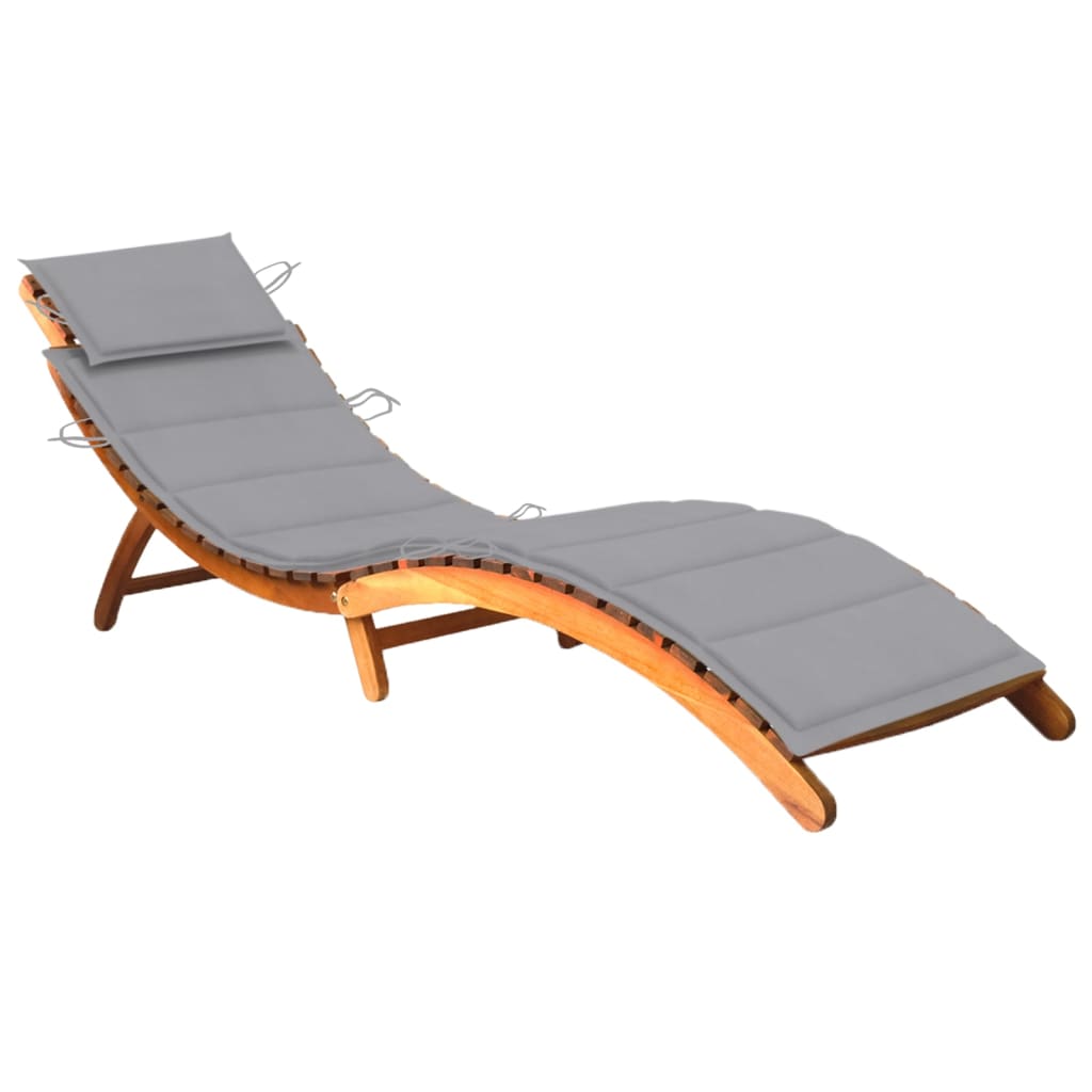 Photos - Garden Furniture VidaXL Patio Sun Lounger with Cushion Solid Acacia Wood 