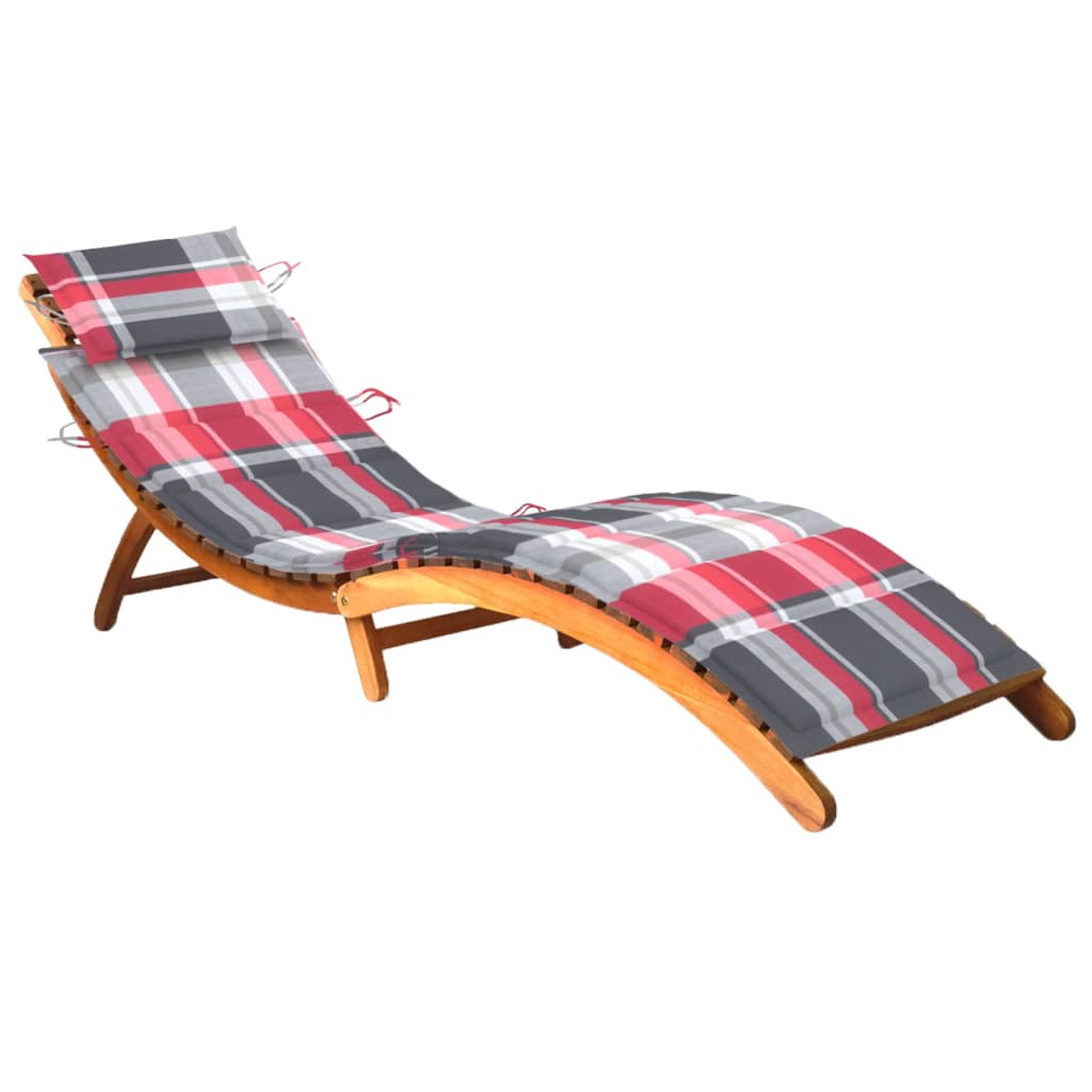 vidaXL Chaise longue de jardin avec coussin Bois d'acacia solide