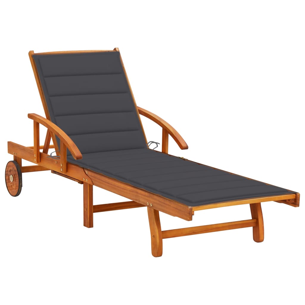 

vidaXL Patio Sun Lounger with Cushion Solid Acacia Wood