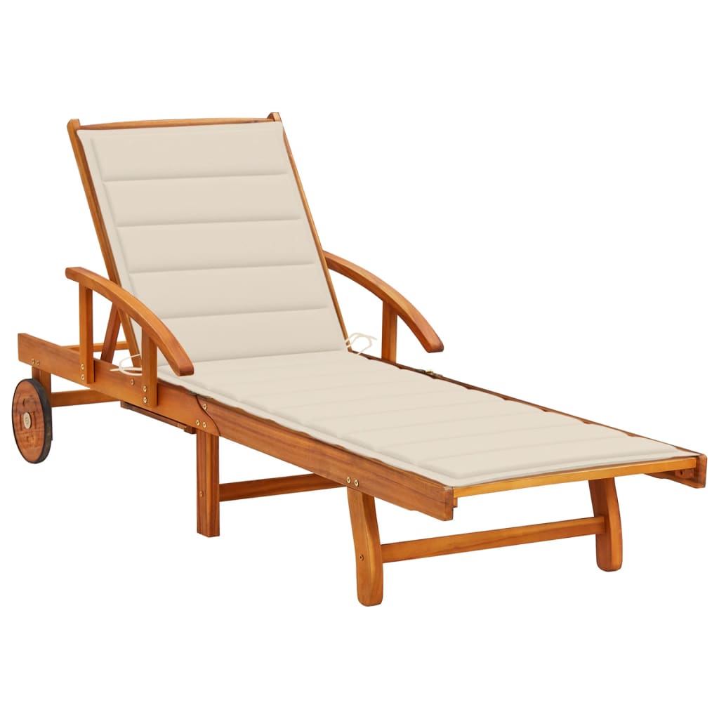 Sodo saulės gultas su čiužinuku, akacijos medienos masyvas | Stepinfit