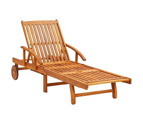 vidaXL Patio Sun Lounger with Cushion Solid Acacia Wood