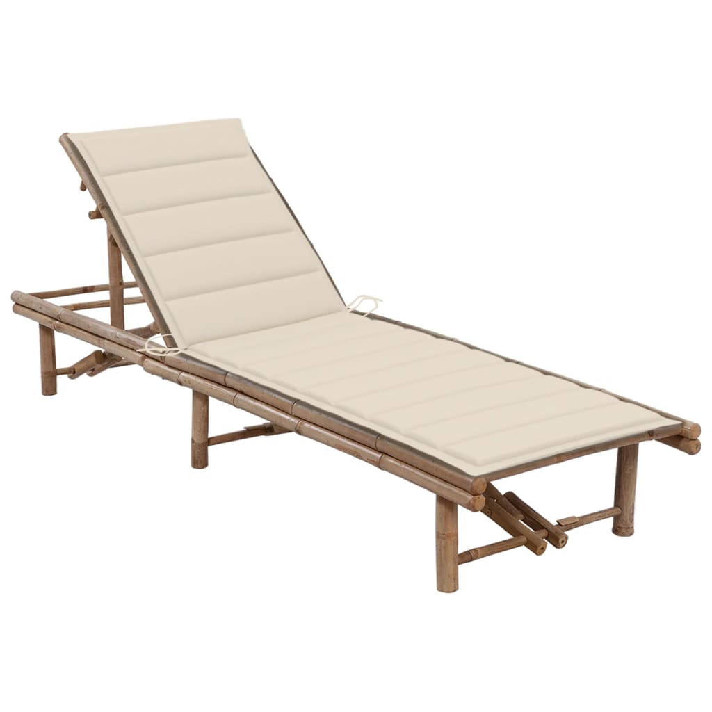 Sodo saulės gultas su čiužinuku, bambukas | Stepinfit