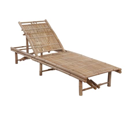 vidaXL Chaise longue de jardin avec coussin Bambou