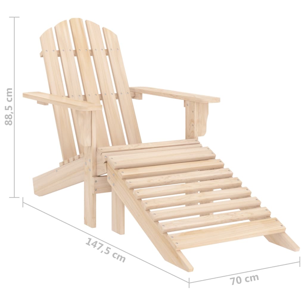 Garden Adirondack Chair With Ottoman Solid Fir Wood VidaXL 19 width=274