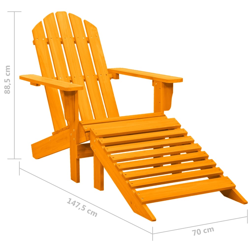 Garden Adirondack Chair With Ottoman Solid Fir Wood Orange VidaXL 19 width=274