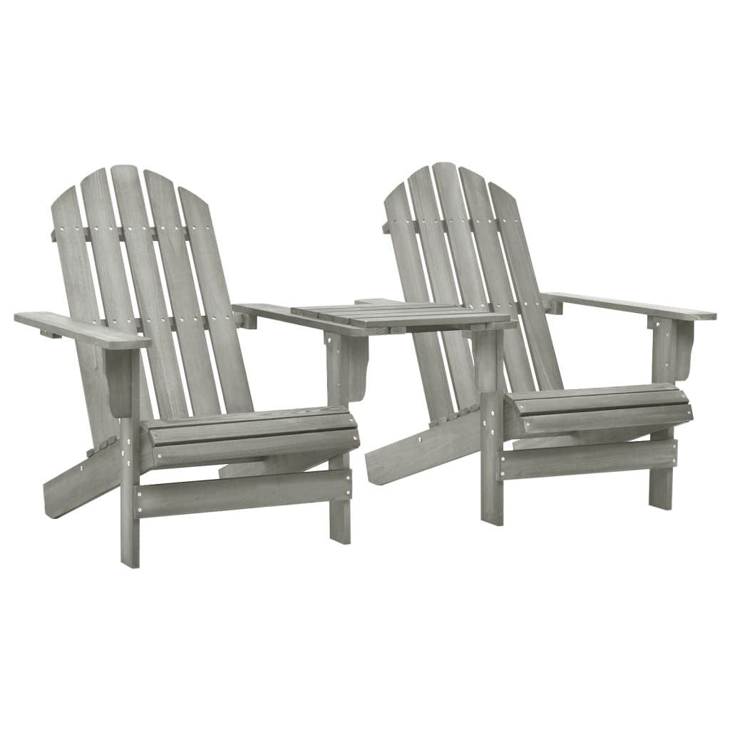 Photos - Garden Furniture VidaXL Patio Adirondack Chairs with Tea Table Solid Fir Wood Gray 