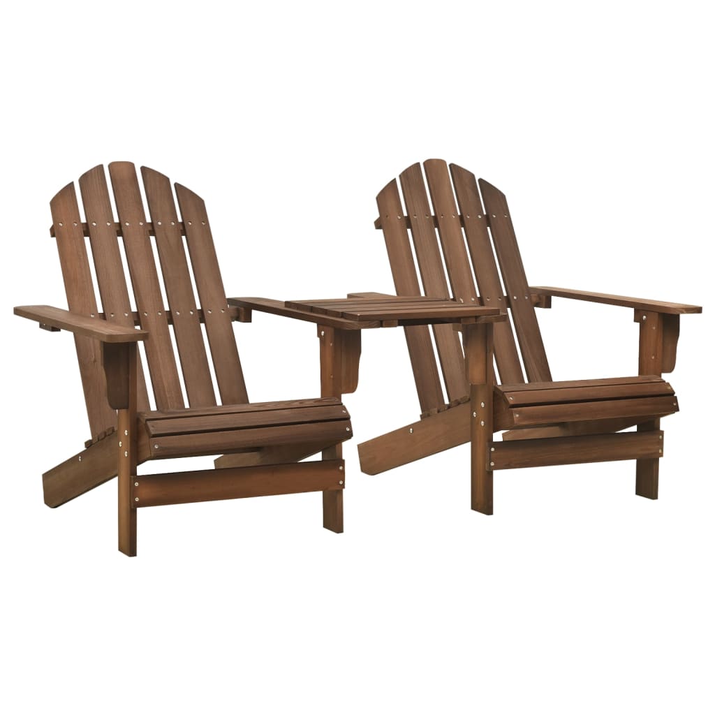 

vidaXL Patio Adirondack Chairs with Tea Table Solid Fir Wood Brown