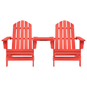 vidaXL Sodo Adirondack kėdės su staliuku, raudonos, eglės masyvas