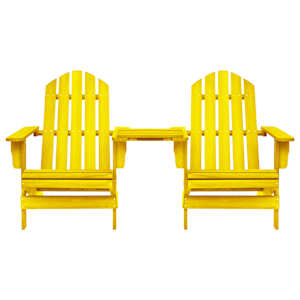 vidaXL Sodo Adirondack kėdės su staliuku, geltonos, eglės masyvas