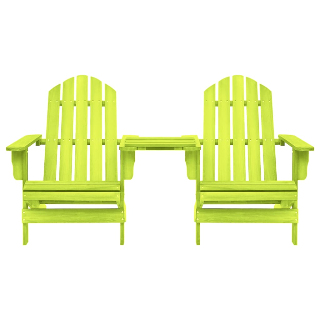 vidaXL Garden Adirondack Chairs with Tea Table Solid Fir Wood Green