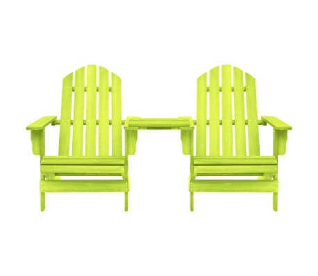 vidaXL Garden Adirondack Chairs with Tea Table Solid Fir Wood Green