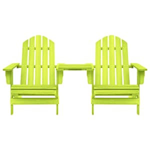 vidaXL Sodo Adirondack kėdės su staliuku, žalios, eglės masyvas