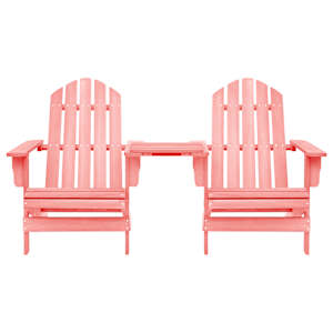 vidaXL Sodo Adirondack kėdės su staliuku, rožinės, eglės masyvas