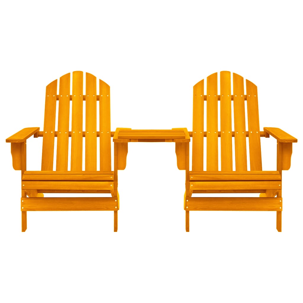 vidaXL Garden Adirondack Chairs with Tea Table Solid Fir Wood Orange