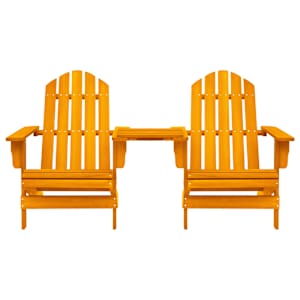vidaXL Sodo Adirondack kėdės su staliuku, oranžinės, eglės masyvas