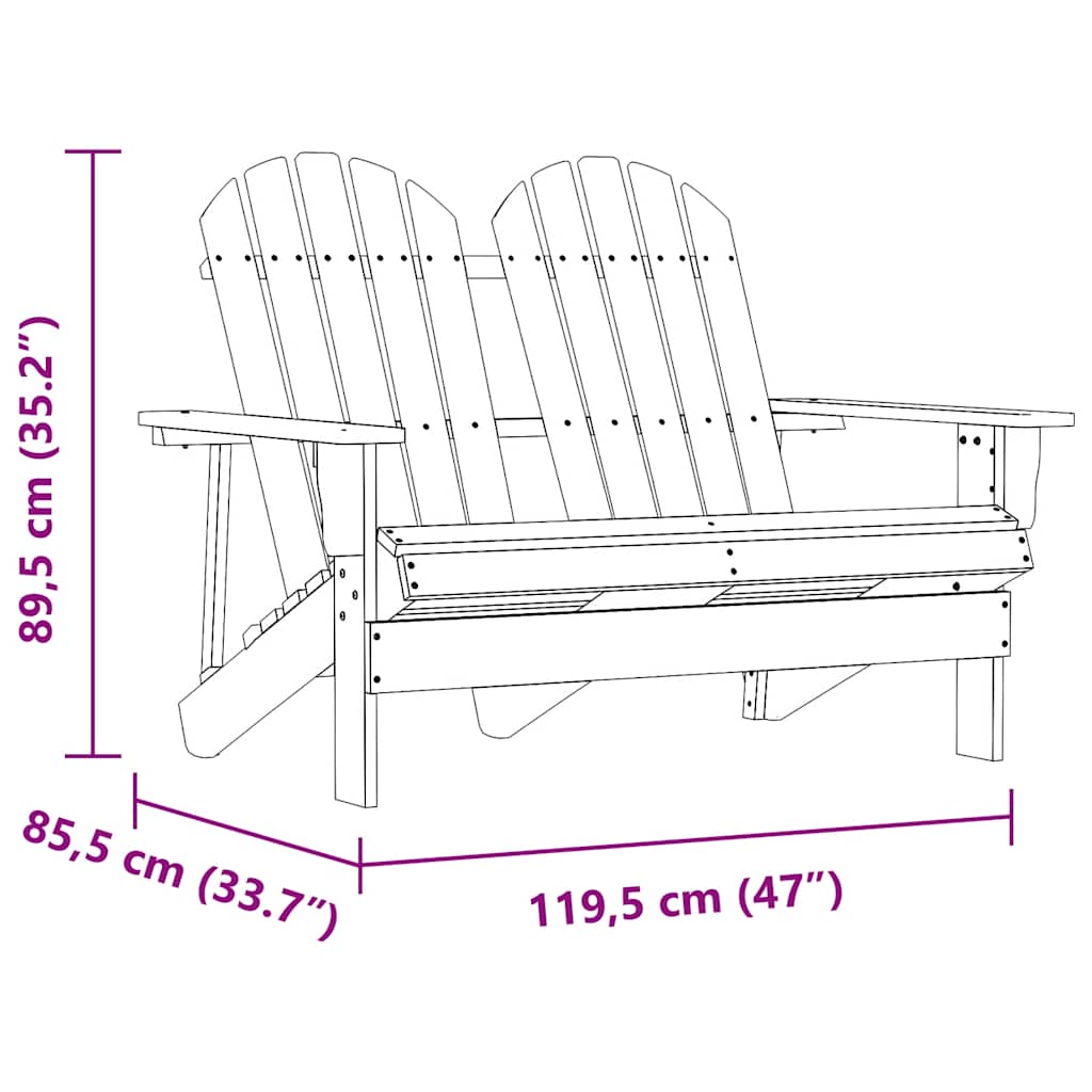 Sedia 2 Posti Da Giardino Adirondack In Abete Massello Bianco VidaXL 15 width=274