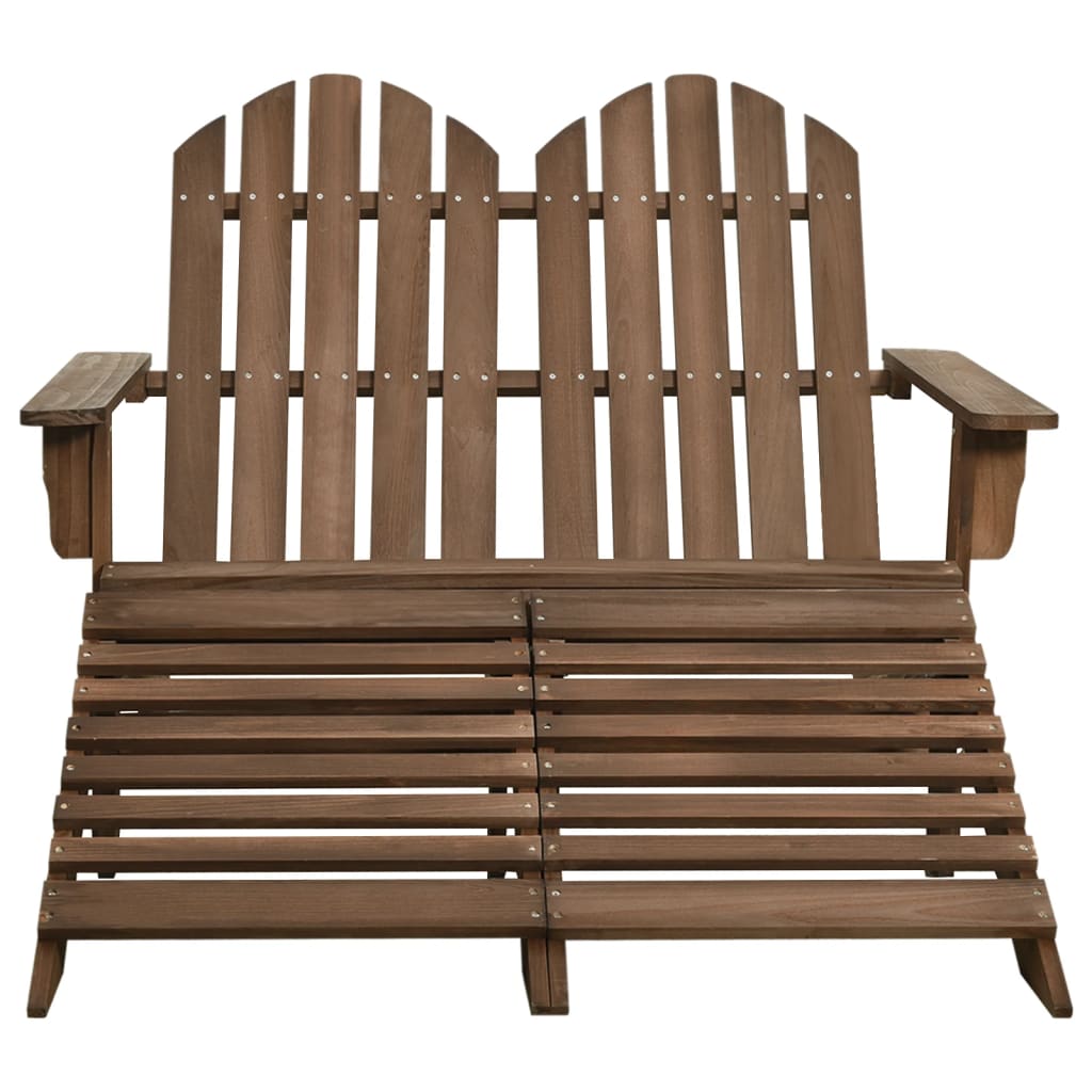 vidaXL Tuinstoel 2-zits Adirondack met voetenbank vurenhout bruin afbeelding