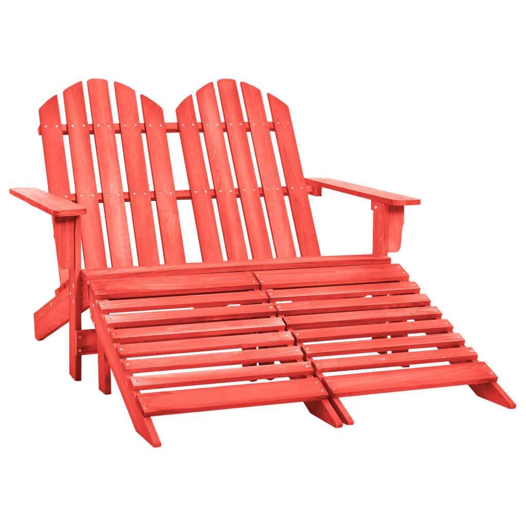 vidaXL 2místná zahradní židle Adirondack s podnožkou jedle červená