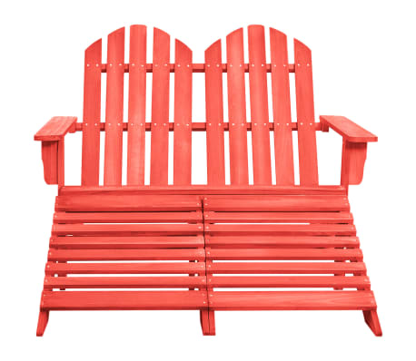 vidaXL Chaise de jardin Adirondack 2 places et pouf sapin massif Rouge