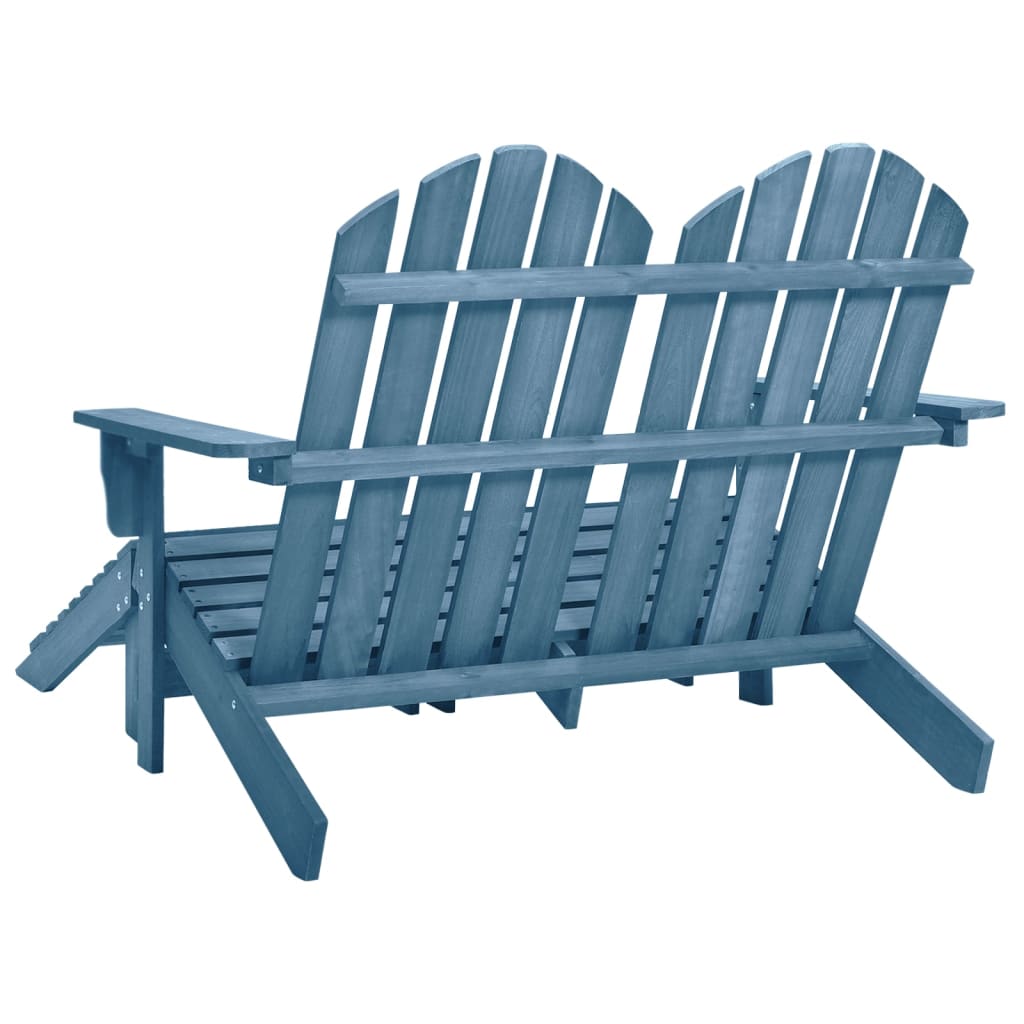 2-Sitzer Adirondack-Gartenbank mit Fußstütze Tannenholz Blau kaufen 4