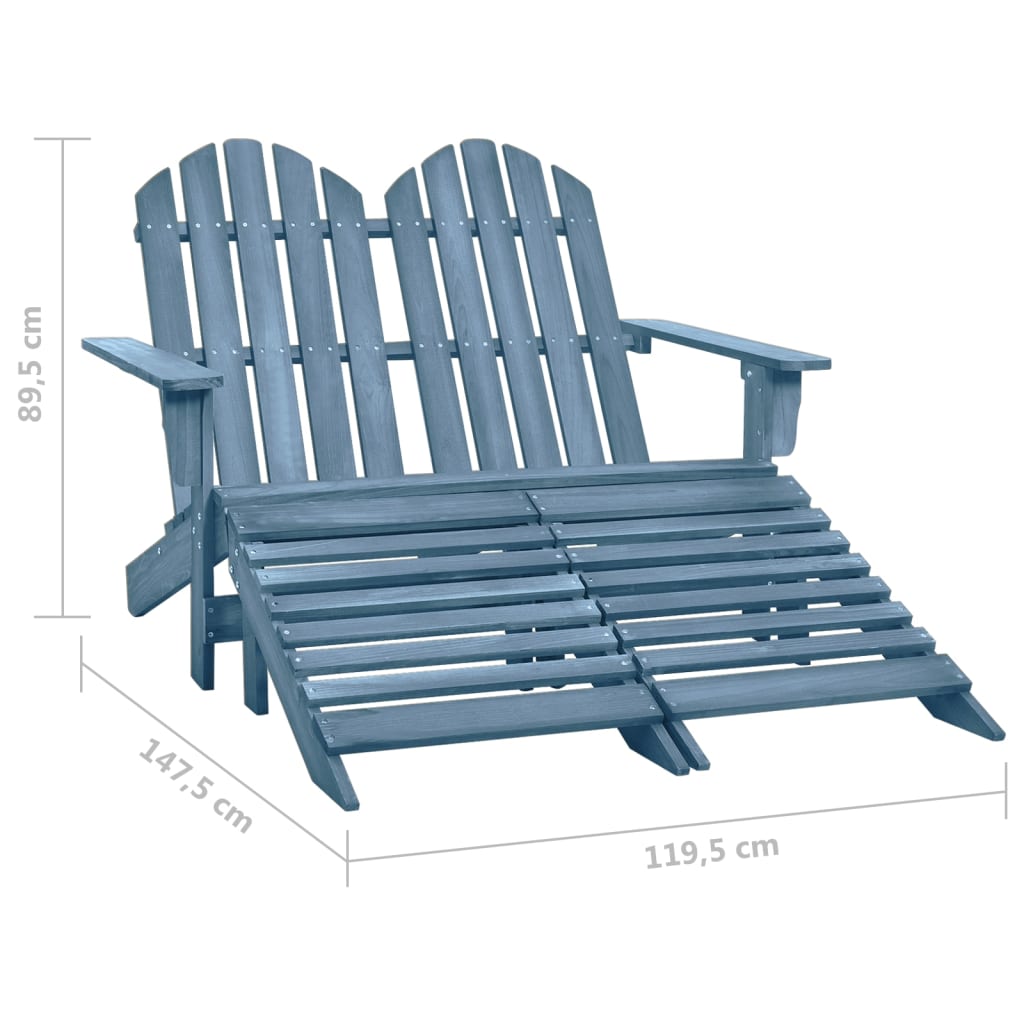 2-Sitzer Adirondack-Gartenbank mit Fußstütze Tannenholz Blau kaufen 8