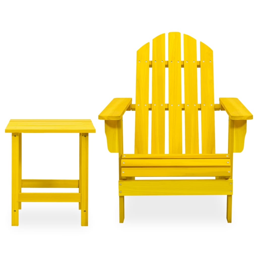 vidaXL Garden Adirondack Chair with Table Solid Fir Wood Yellow