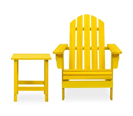 vidaXL Adirondackstol med bord massivt granträ gul