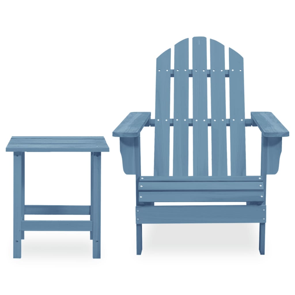 vidaXL Garden Adirondack Chair with Table Solid Fir Wood Blue