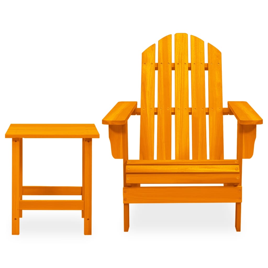 vidaXL Sodo Adirondack kėdė su staliuku, oranžinė, eglės masyvas
