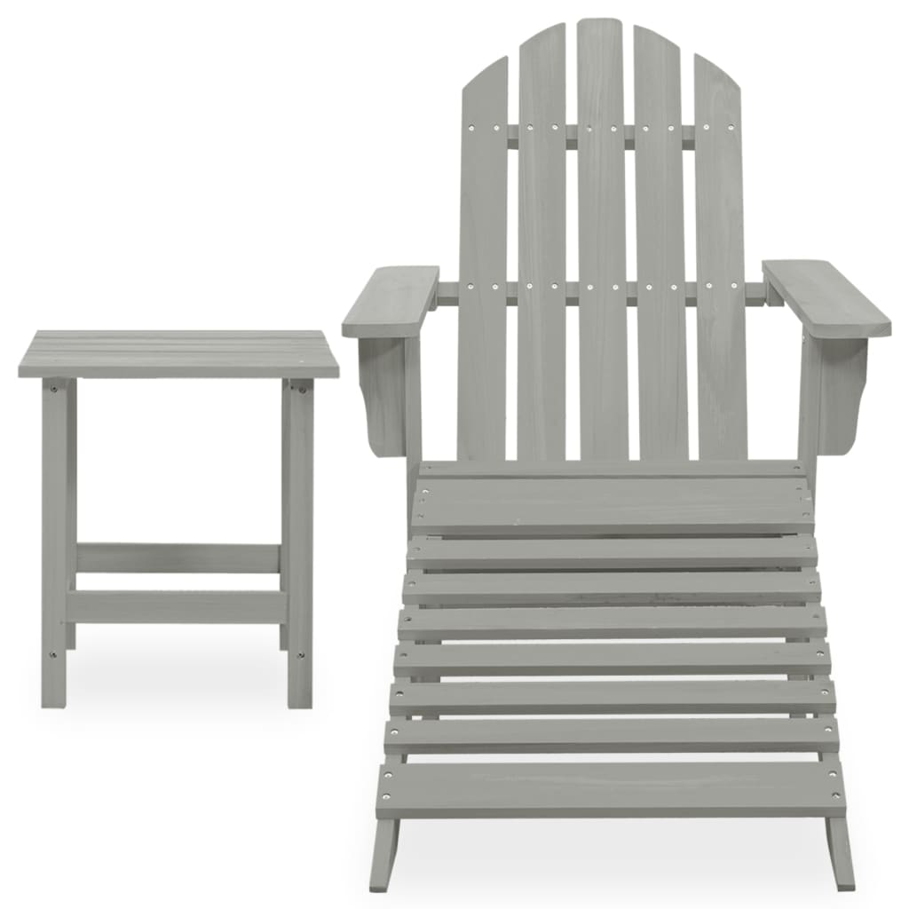 vidaXL Tuinstoel Adirondack voetenbank tafel massief vurenhout grijs afbeelding