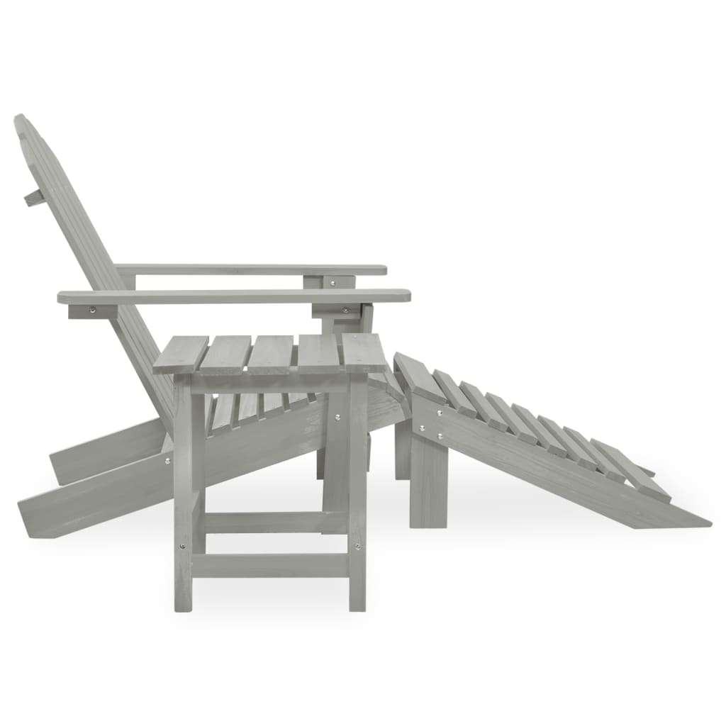 Krzesło Adirondack z podnóżkiem i stolikiem, szare, 69,5x147,5x89,5 cm
