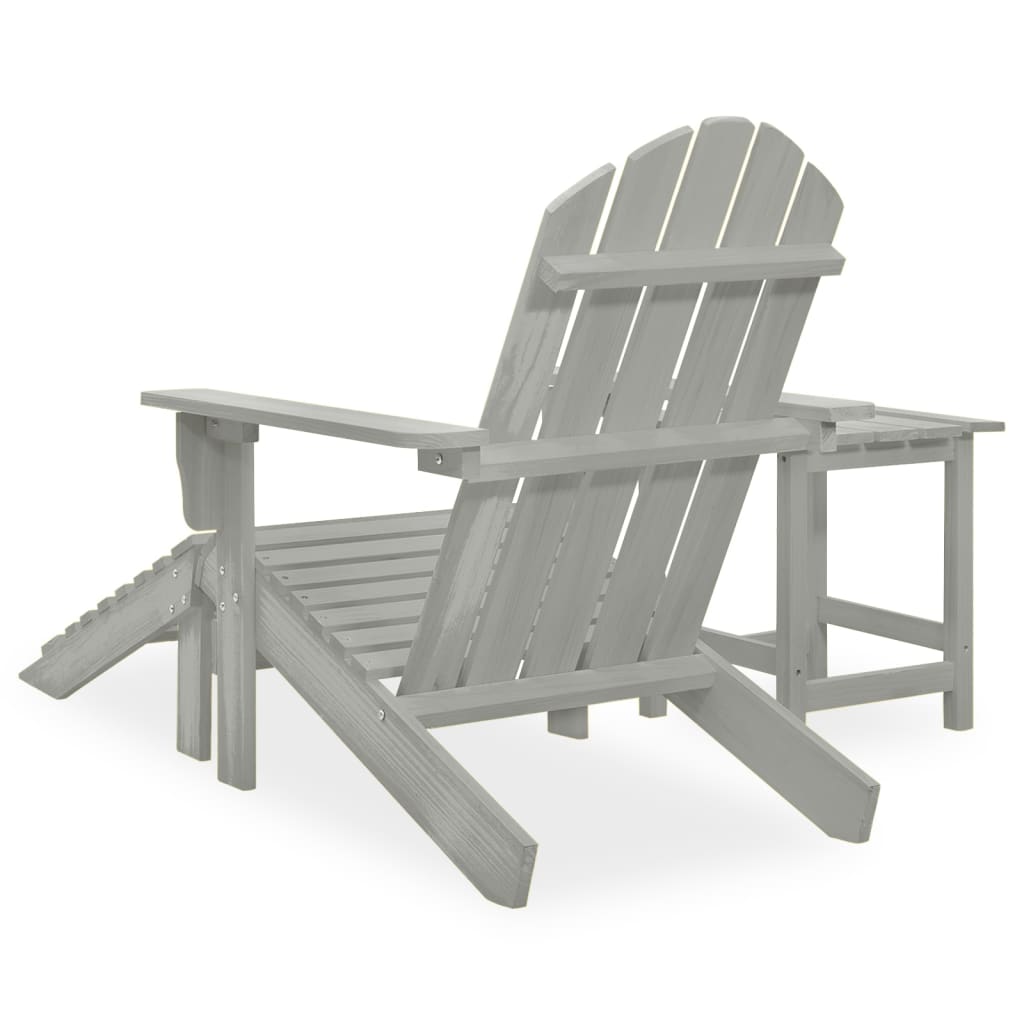 Krzesło Adirondack z podnóżkiem i stolikiem, szare, 69,5x147,5x89,5 cm