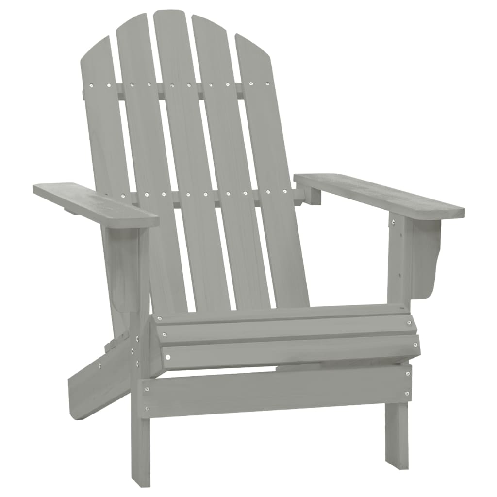 Garden Adirondack Chair With Ottoman&Table Solid Fir Wood Grey VidaXL 19 width=274