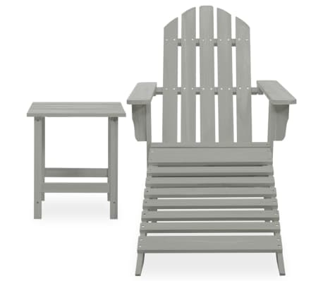 VidaXL Patio Adirondack Chair With Ottoman Table Solid Fir Wood Gray   8720286241110 G En R458 