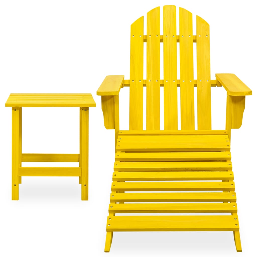 

vidaXL Tuinstoel Adirondack met voetenbank en tafel vurenhout geel