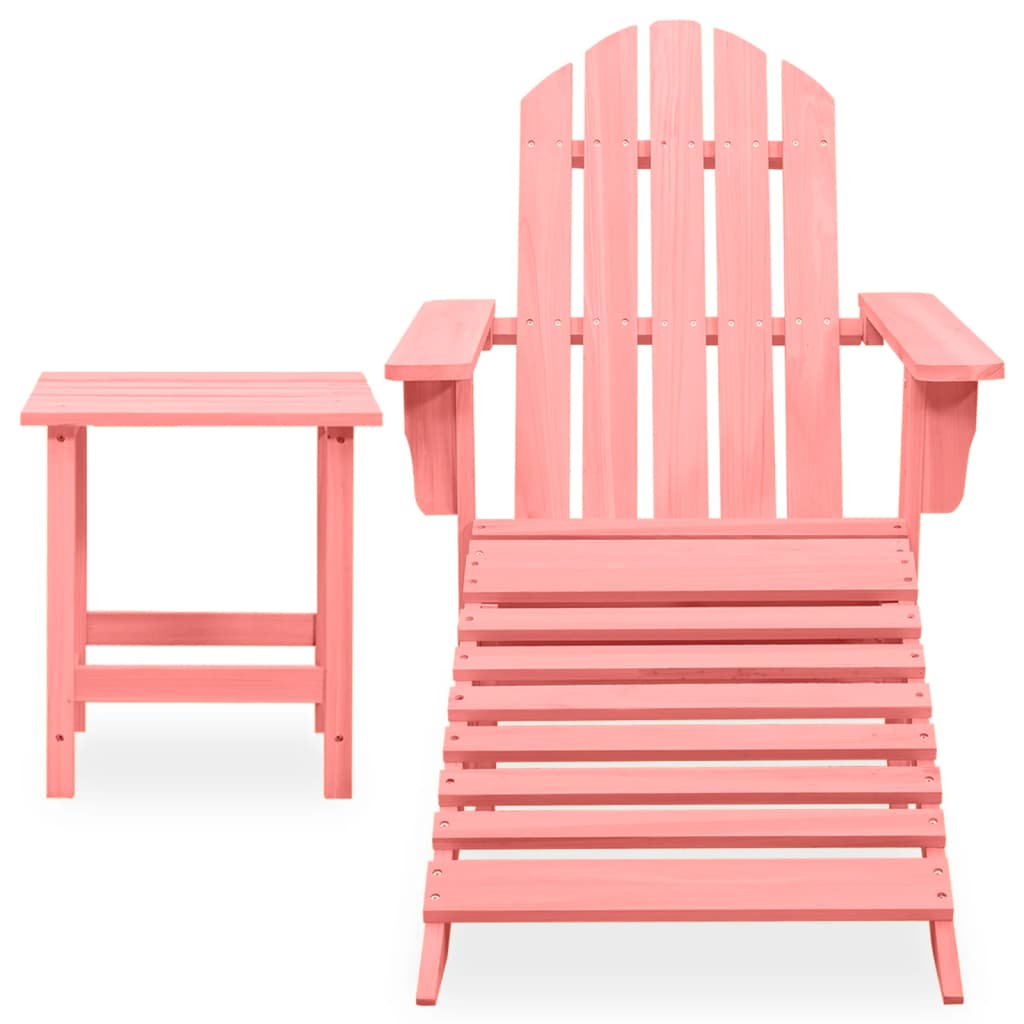 

vidaXL Tuinstoel Adirondack met voetenbank en tafel vurenhout roze