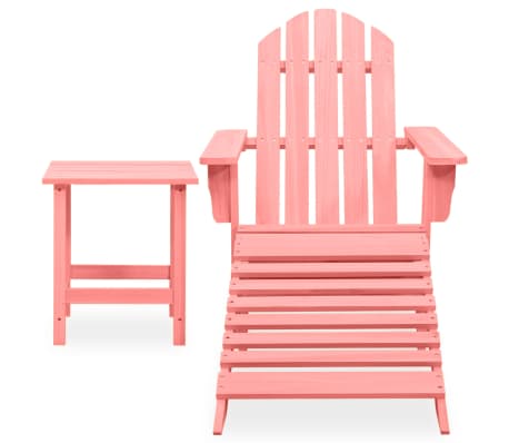 vidaXL Garden Adirondack Chair with Ottoman&Table Solid Fir Wood Pink