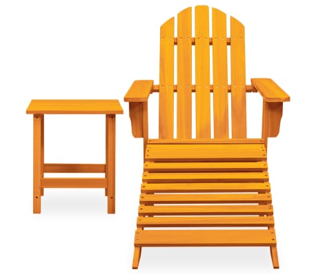 vidaXL Garden Adirondack Chair with Ottoman&Table Solid Firwood Orange